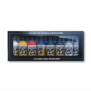 Vallejo Model Air Set: Basic Colors Paint Set (8ct)