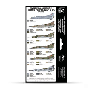 Vallejo Model Air Set: Soviet/Russian colors MiG-23 “Flogger” from 70’s to 90’s
