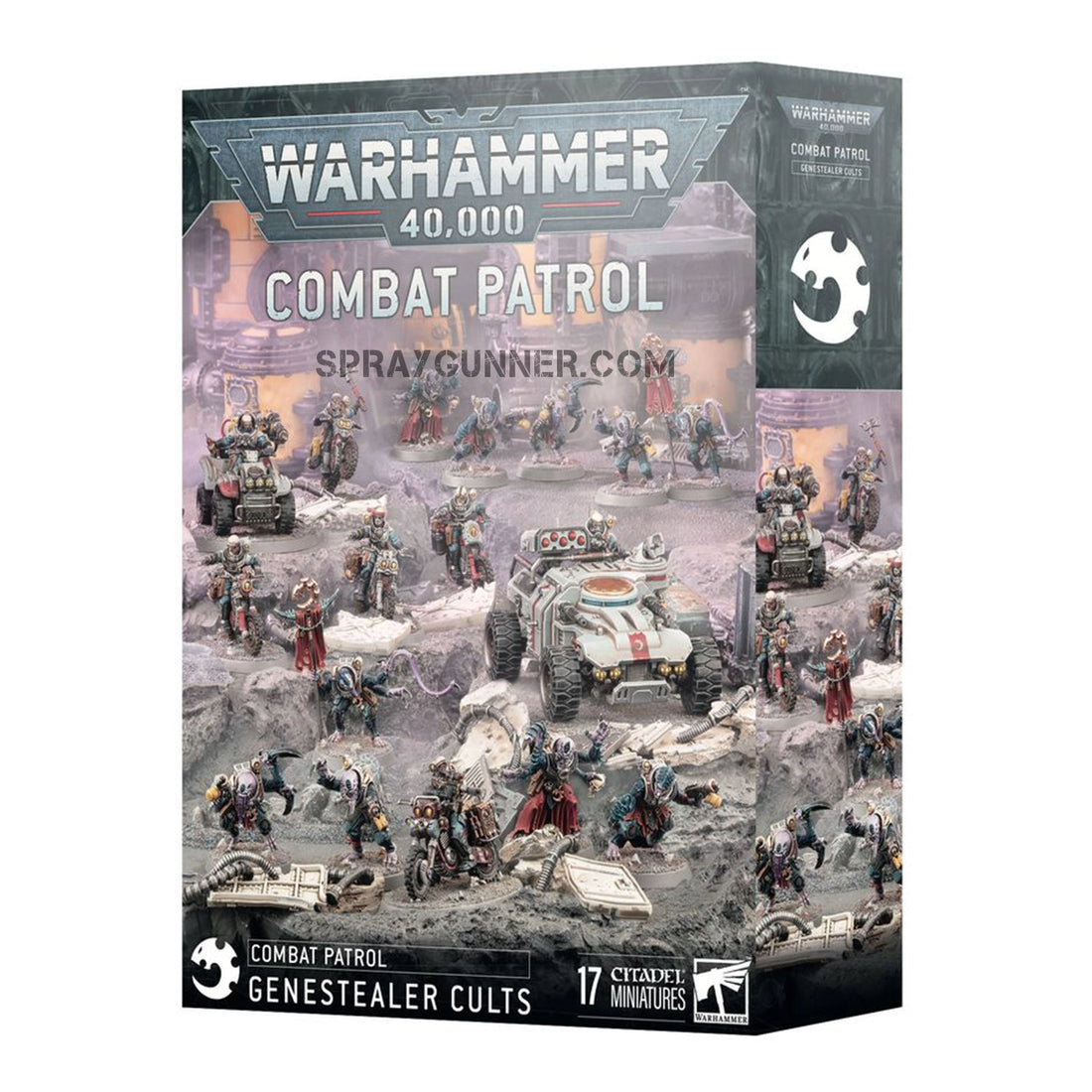 Warhammer 40K: Combat Patrol: Genestealer Cults scale model kit featuring 17 Citadel miniatures for strategic tabletop battles. Ideal for Warhammer enthusiasts.