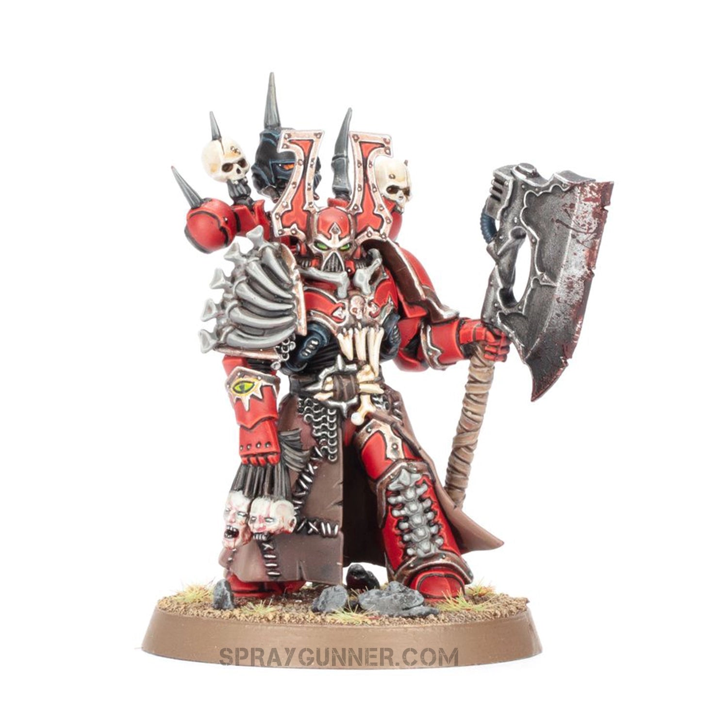 Individual World Eaters Lord on Juggernaut miniature from Warhammer 40k Combat Patrol set, wielding a massive axe and skull armor.