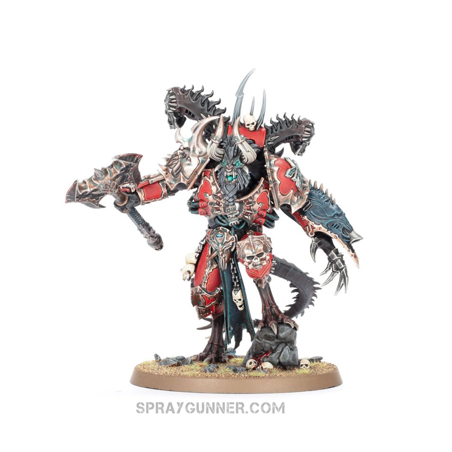 World Eaters Lord Invocatus miniature from Warhammer 40k Combat Patrol set, showcasing demonic wings and ornate red-black armor.