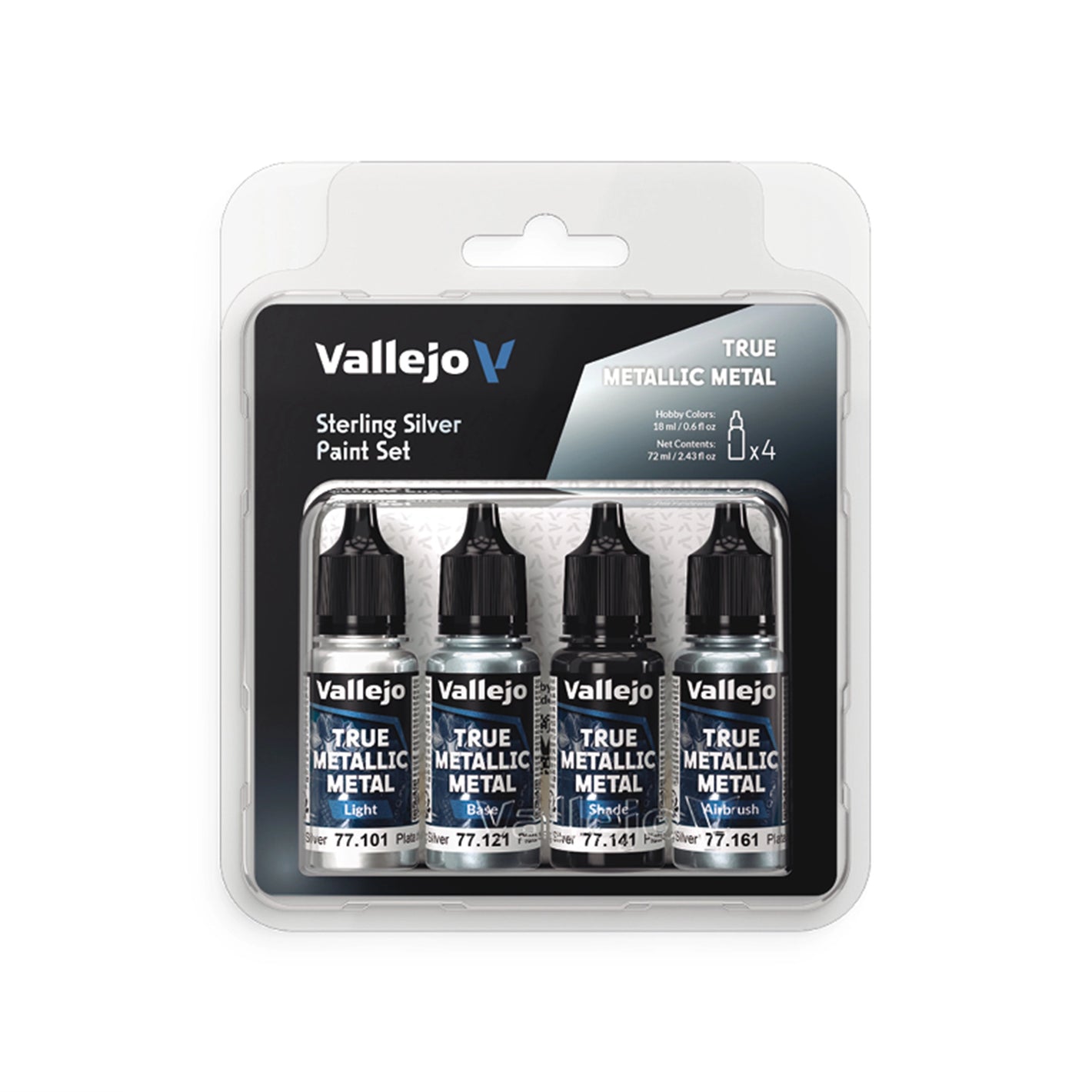 Vallejo True Metallic Metal: Sterling Silver Paint Set (4x18ml)