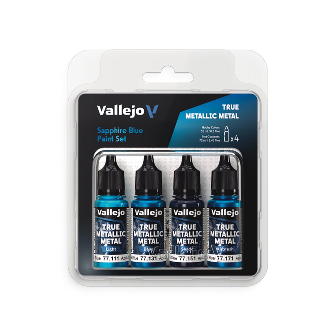 Vallejo True Metallic Metal: Sapphire Blue Paint Set (4x18ml)
