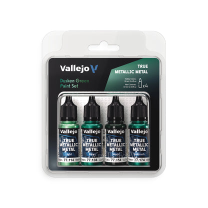 Vallejo True Metallic Metal: Dusken Green Paint Set (4x18ml)