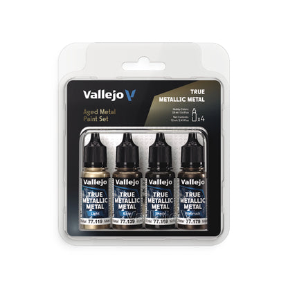 Vallejo True Metallic Metal: Aged Metal Paint Set (4x18ml)