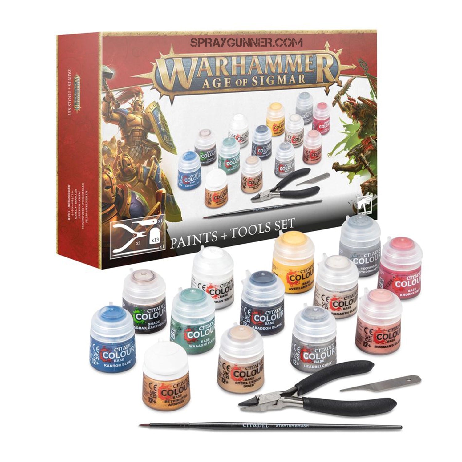 WARHAMMER AGE OF SIGMAR: PAINTS + TOOLS SET (ENG) - SprayGunner