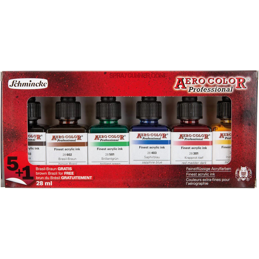 Schmincke AERO COLOR Professional Acrylic Ink: Cardboard Set, 6 x 28 - SprayGunner