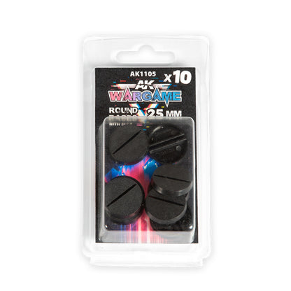 AK Interactive Round Lipped Base 25mm – 10 Pack