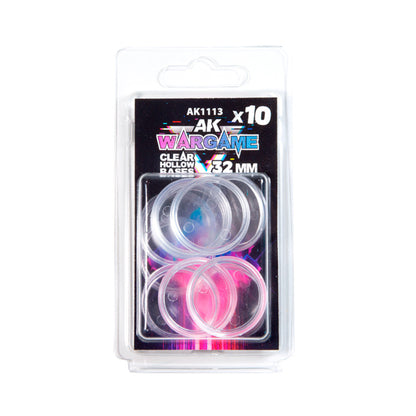 AK Interactive Transparent Hollow Base 32mm – 10 Pack
