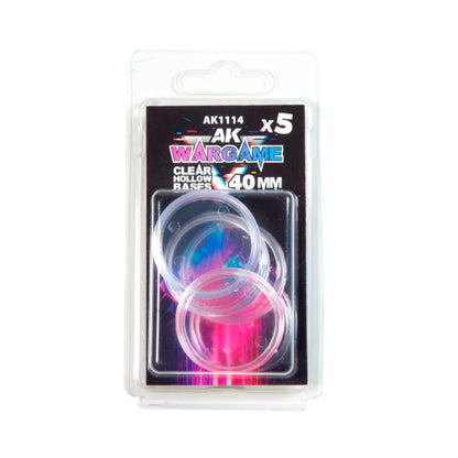 AK Interactive Transparent Hollow Base 40mm – 5 Pack