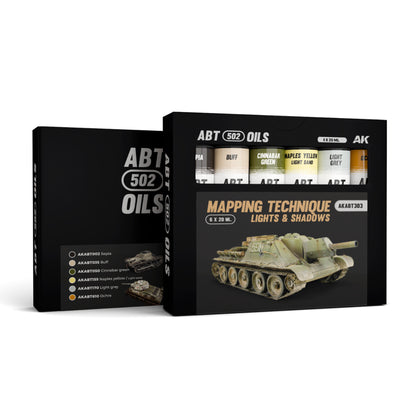 AK Interactive ABT502 Mapping Lights & Shadows Oil Paint Set – 6 x 20ml