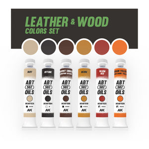 AK Interactive ABT502 Leather & Wood Colors Oil Paint Set – 6 x 20ml