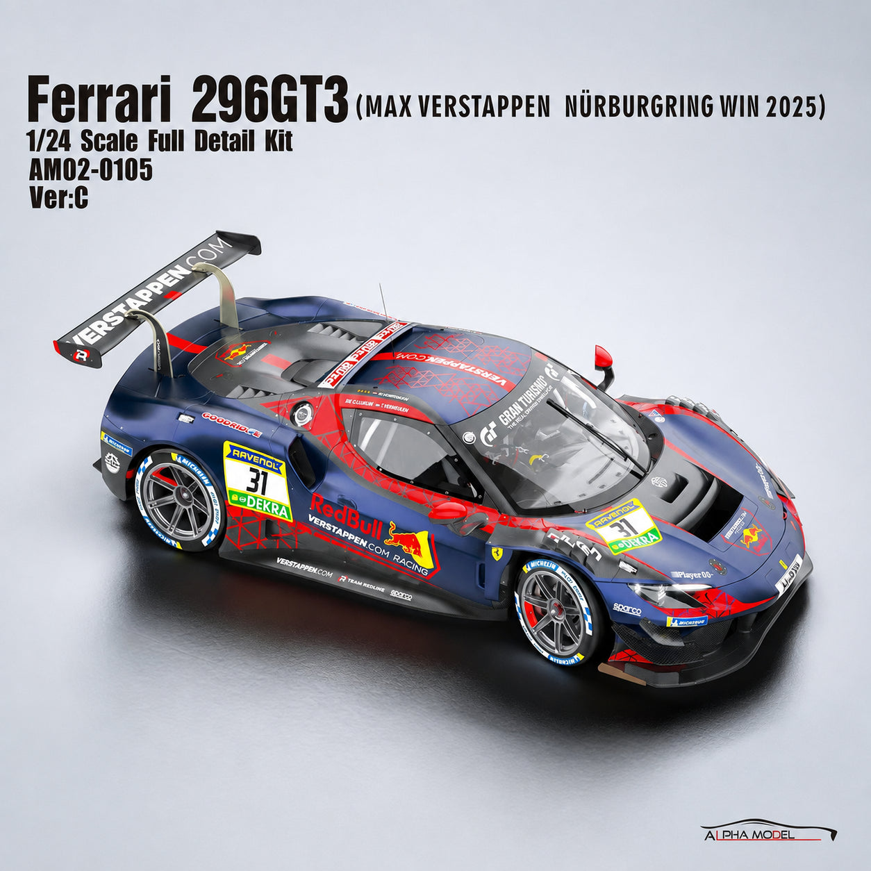 Alpha Model 1/24 Ferrari 296 GT3 Version C Max Verstappen Nürburgring Winner Resin Kit