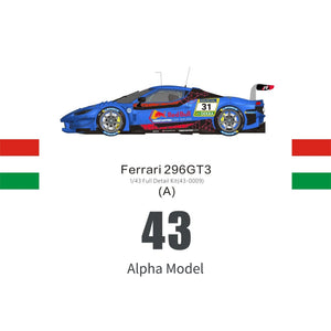 Alpha Model 1/43 Ferrari 296 GT3 Version A Full Resin Model Kit