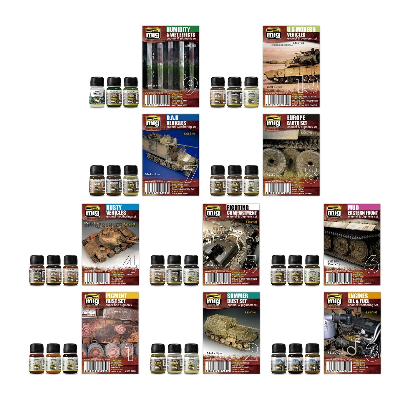 AMMO by MIG Complete Vehicles Pigment and Weathering Set