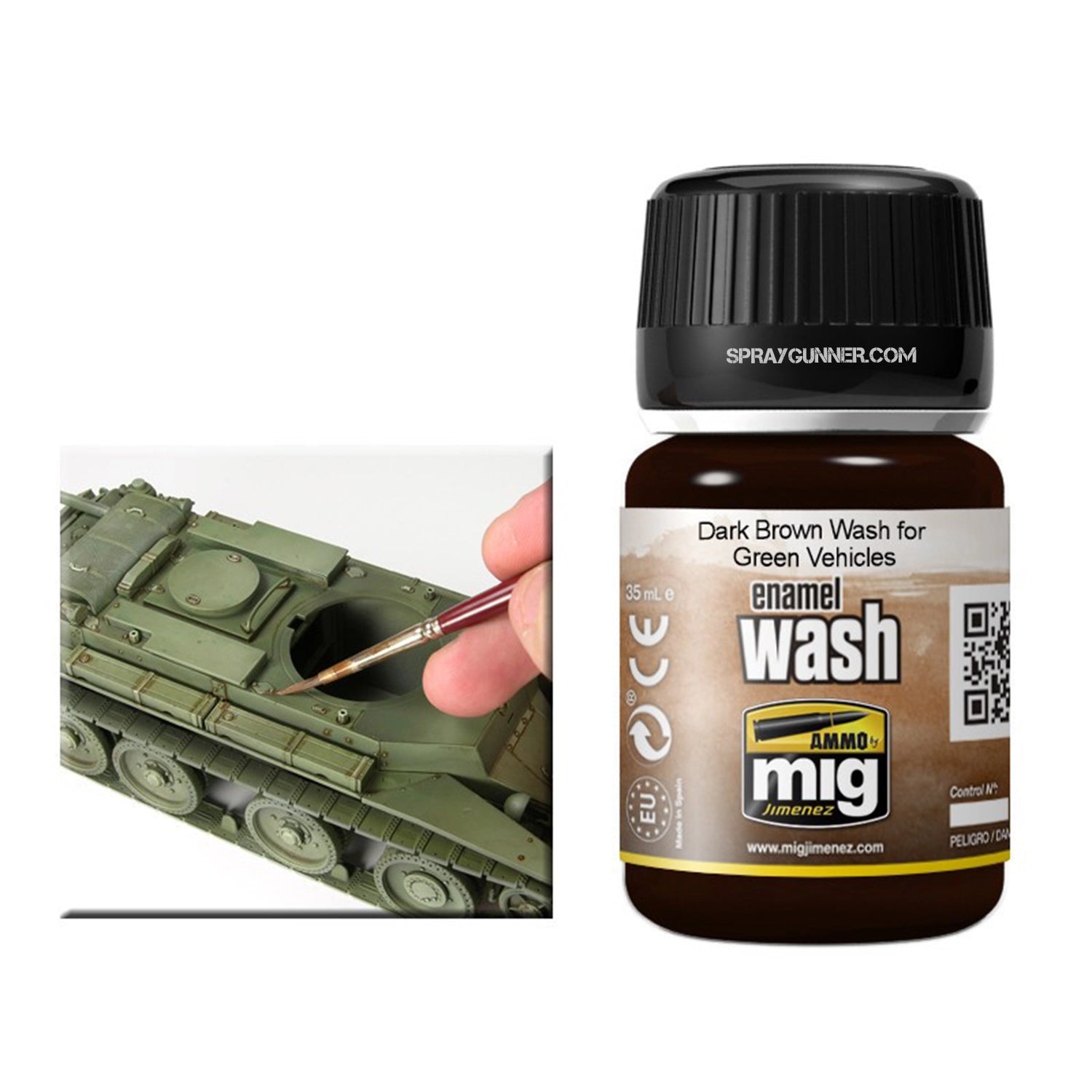 AMMO by MIG Enamel Dark Brown Wash for Green Vehicles - SprayGunner