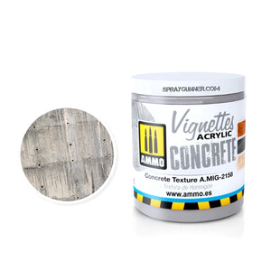AMMO by MIG VIGNETTES Concrete Texture acrylic paint for realistic diorama detailing. Ideal for creating lifelike concrete surfaces on models.