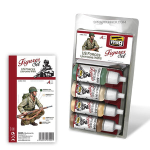AMMO by MIG Acrylic Sets - US FORCES UNIFORMS WWII SET - SprayGunner