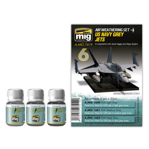 AMMO by MIG Aircraft Panel Line Wash Sets US Navy Grey Jets - SprayGunner