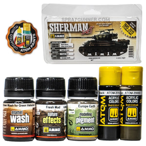 AMMO by MIG Weathering Starter Sets Fury Sherman Set with ATOM - SprayGunner