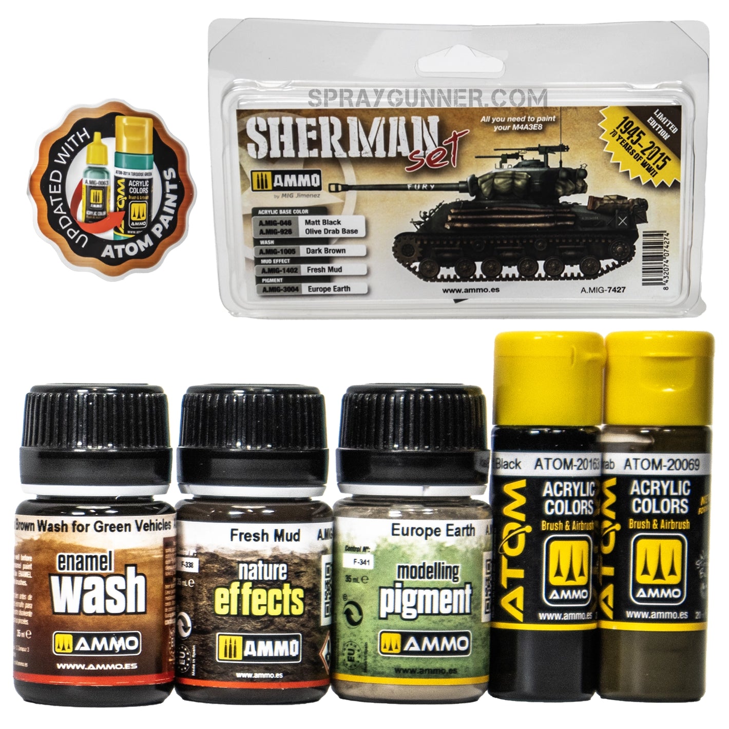 AMMO by MIG Weathering Starter Sets Fury Sherman Set with ATOM