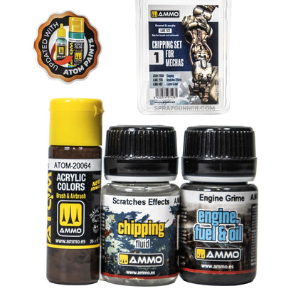 AMMO by MIG Chipping Set for Mechas with ATOM paint
