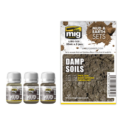 AMMO by MIG Enamel Earth & Mud Sets Damp Soils - SprayGunner