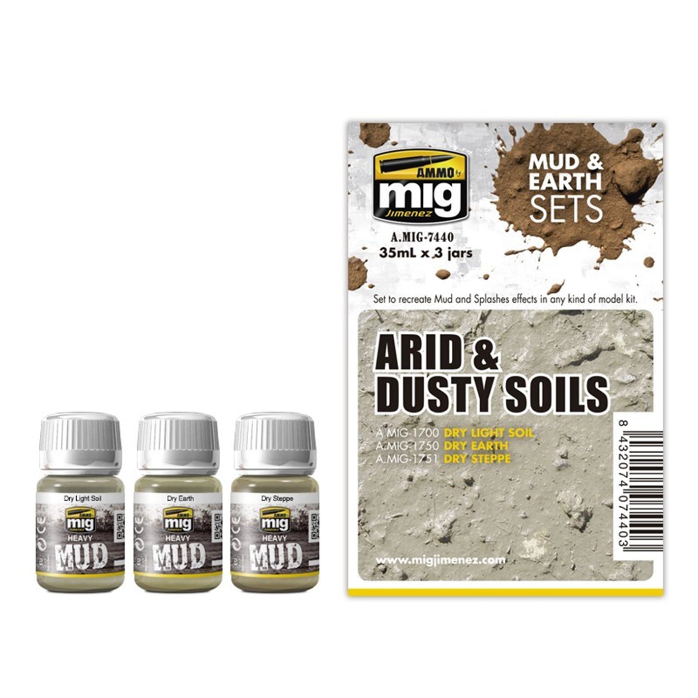 AMMO by MIG Enamel Earth & Mud Sets Arid & Dusty Soils
