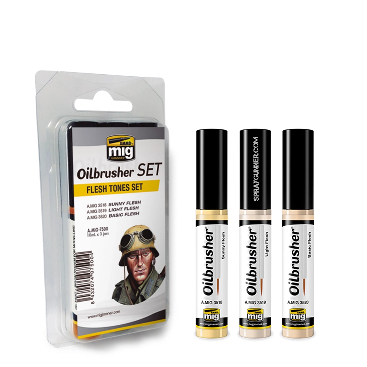 AMMO MIG-7502 Oilbrushers Set Toni Verdi – 3 Pennarelli A Olio Per Modellismo E Weathering, Multicolore