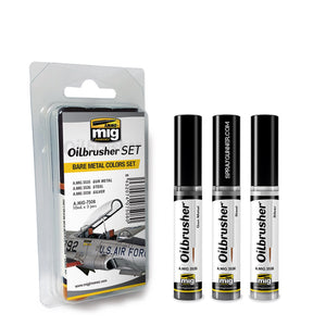 AMMO by MIG Oilbrusher BARE METAL COLORS SET - SprayGunner