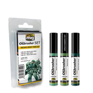 AMMO by MIG Oilbrusher MECHAS GREEN TONES SET - SprayGunner