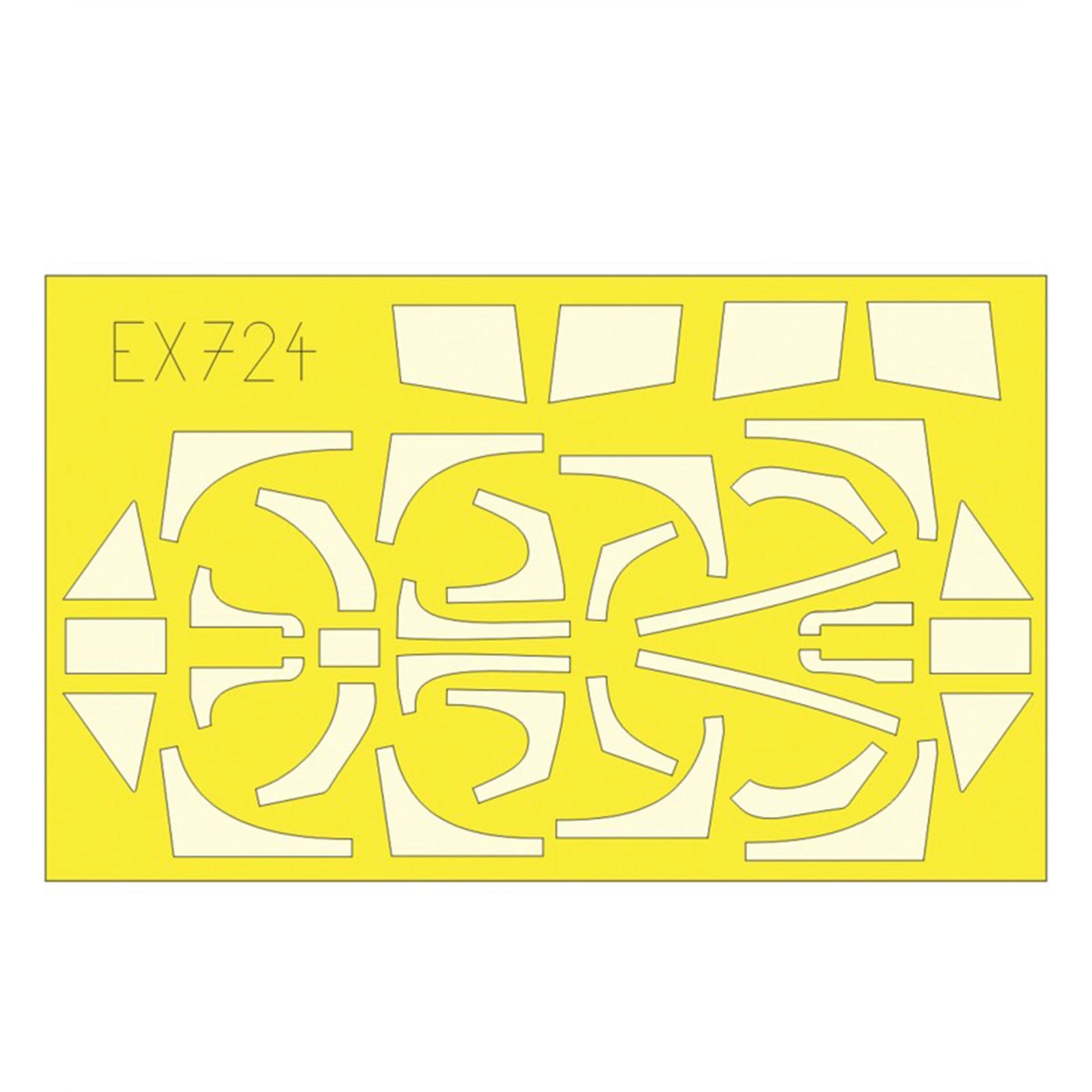 Pre-cut masking sheet EX724 for AMMO by MIG Focke Wulf 190 A-5 1/48 scale model kit, ideal for precise painting and canopy masking.