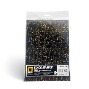 AMMO by MIG Black Marble. Square Die-cut Marble Tiles - 2 pcs