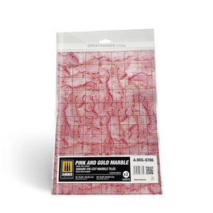 AMMO by MIG Pink and Gold Marble. Square Die-cut Marble Tiles - 2 pcs