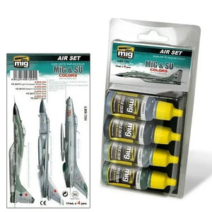 AMMO by MIG Acrylic Sets - MiG & SU COLORS Grey & Green Fighters - SprayGunner