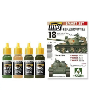 AMMO by MIG Acrylic Sets - PLA (CHINESE PEOPLE’S LIBERATION ARMY) COLORS - SprayGunner