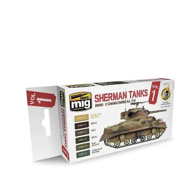 Juegos de acrílico AMMO by MIG - Set Sherman Tanks Vol. 1 1 (Commonwealth de la Segunda Guerra Mundial)