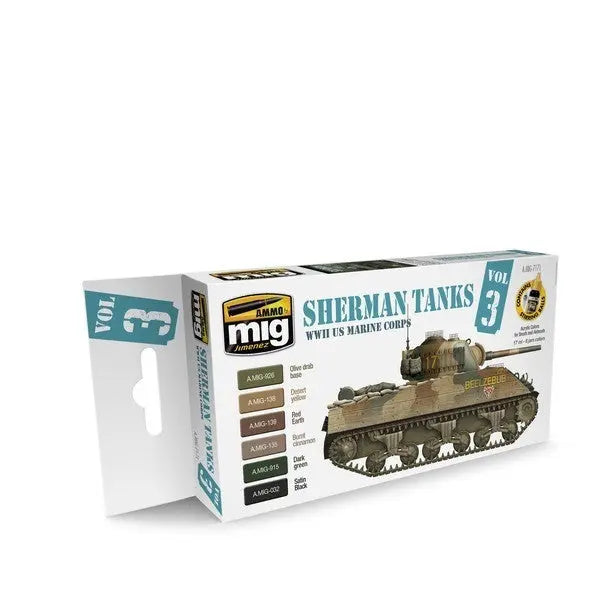 AMMO by MIG Acryl-Sets – Set Sherman Tanks Vol. 3 (Zweiter Weltkrieg, US Marine Corps)