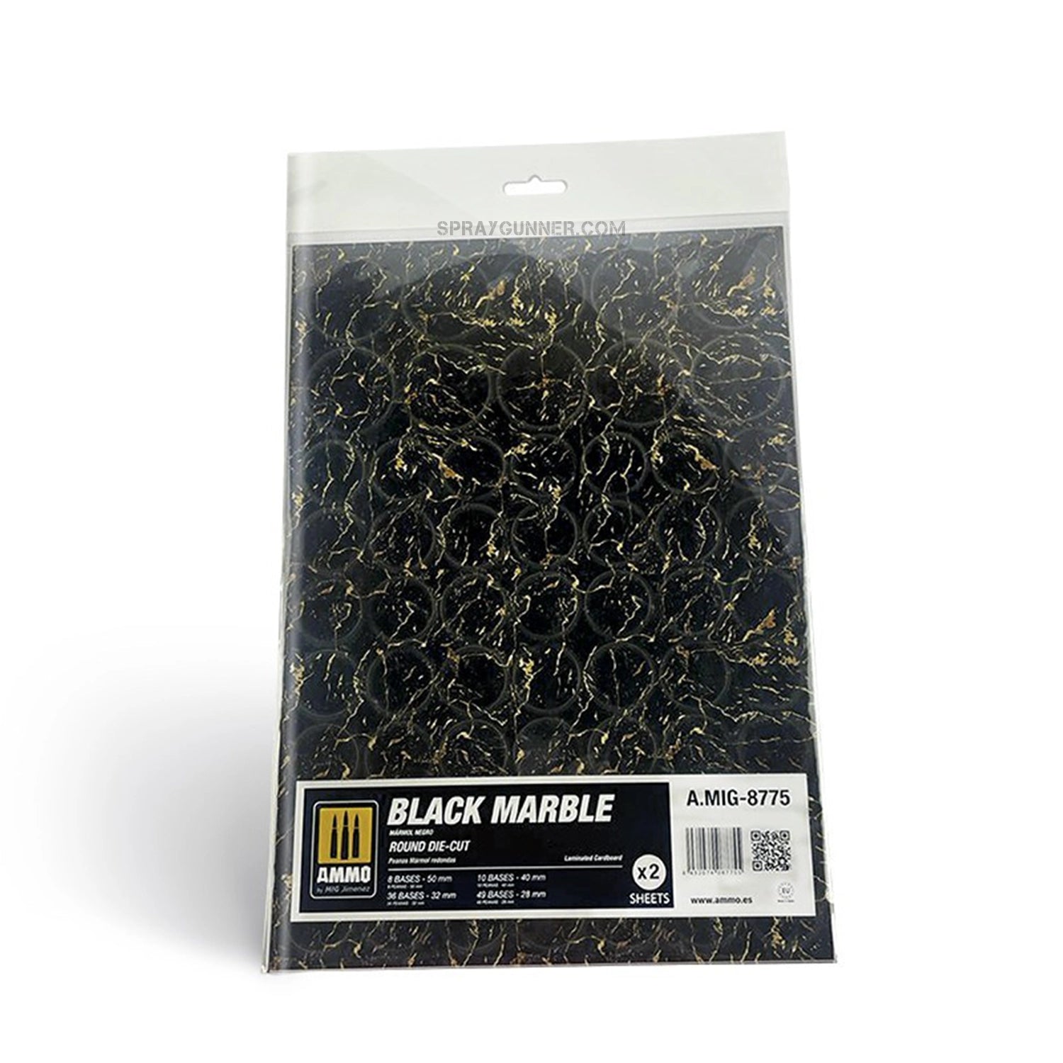 AMMO by MIG Black Marble. Round Die-cut for Bases for Wargames - 2 pcs AMMO by Mig Jimenez at SprayGunner