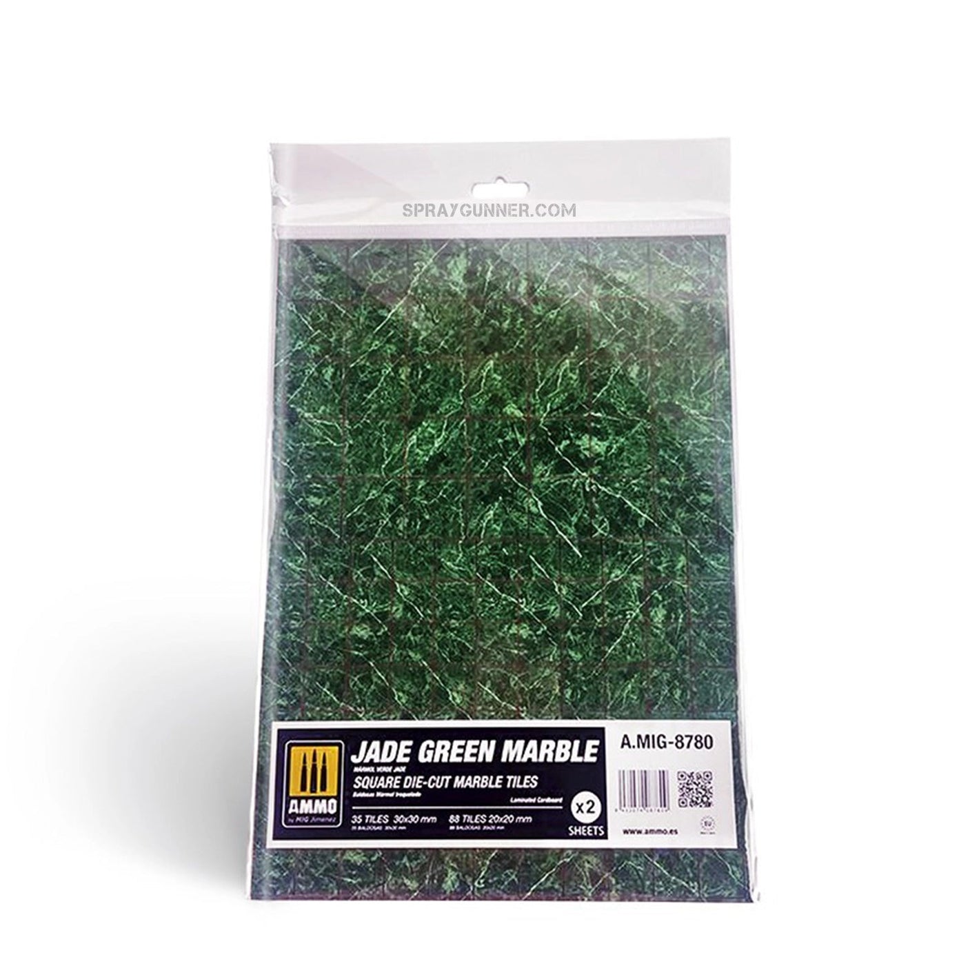 AMMO by MIG Jade Green Marble. Square Die-cut Marble Tiles - 2 pcs AMMO by Mig Jimenez at SprayGunner