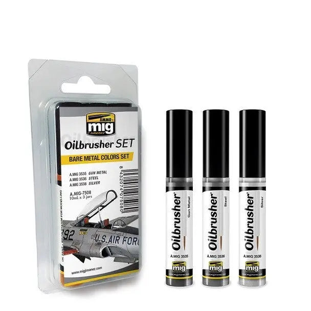 AMMO by MIG Oilbrusher BARE METAL FARBEN SET