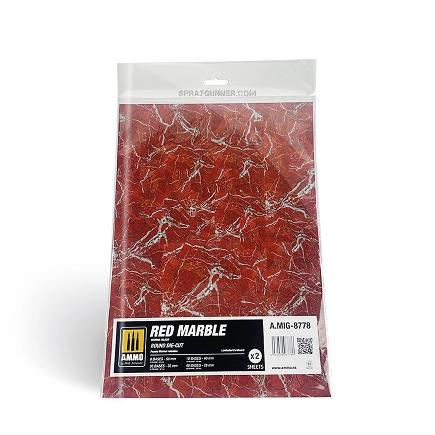 AMMO by MIG Red Marble. Round Die-cut for Bases for Wargames - 2 pcs AMMO by Mig Jimenez at SprayGunner