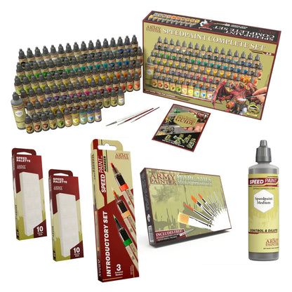 The Army Painter Speedpaint Master Bundle – Complete Set, Markers, Brushes & Medium