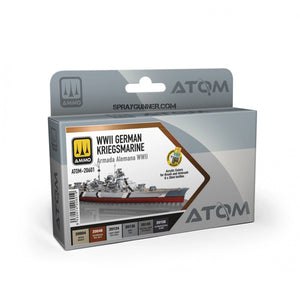 ATOM Set German KRIEGSMARINE WWII airbrush paint for model ships. Authentic WWII German naval colors for detailed and accurate painting.