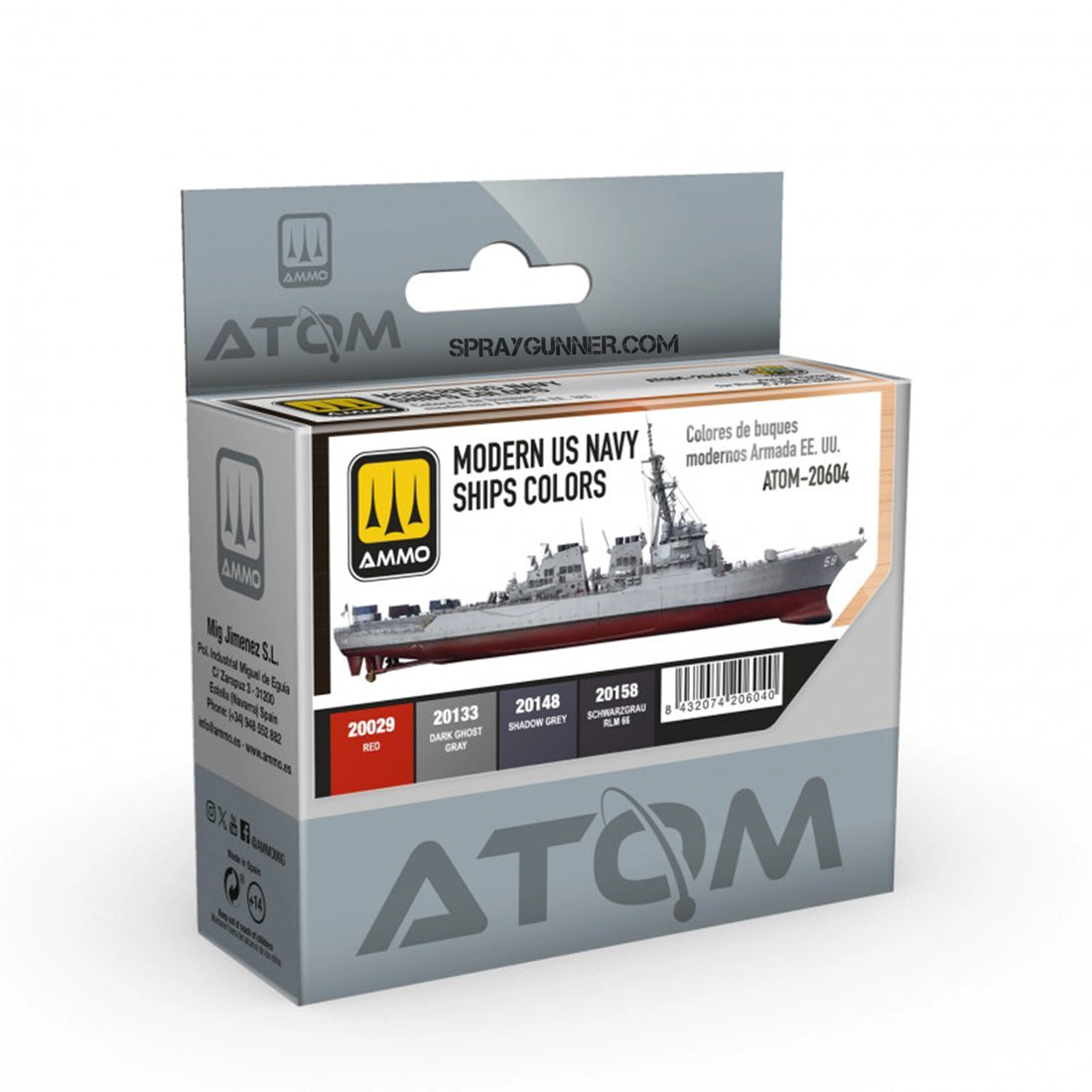 Modern US Navy Ship Paint Set by ATOM, featuring authentic shades for model ships. Ideal for airbrushing and detailing contemporary US Navy vessels.