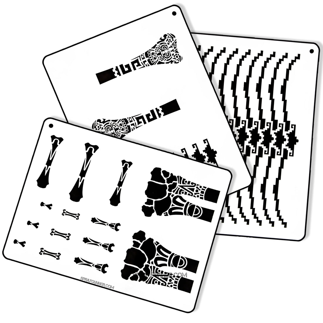 Bones AZTECA STENCIL SET for airbrush and spray paint - SprayGunner
