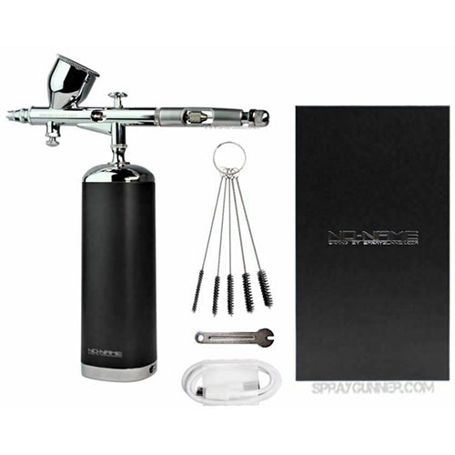 Adjustable pressure cordless airbrush kit with battery powered compressor