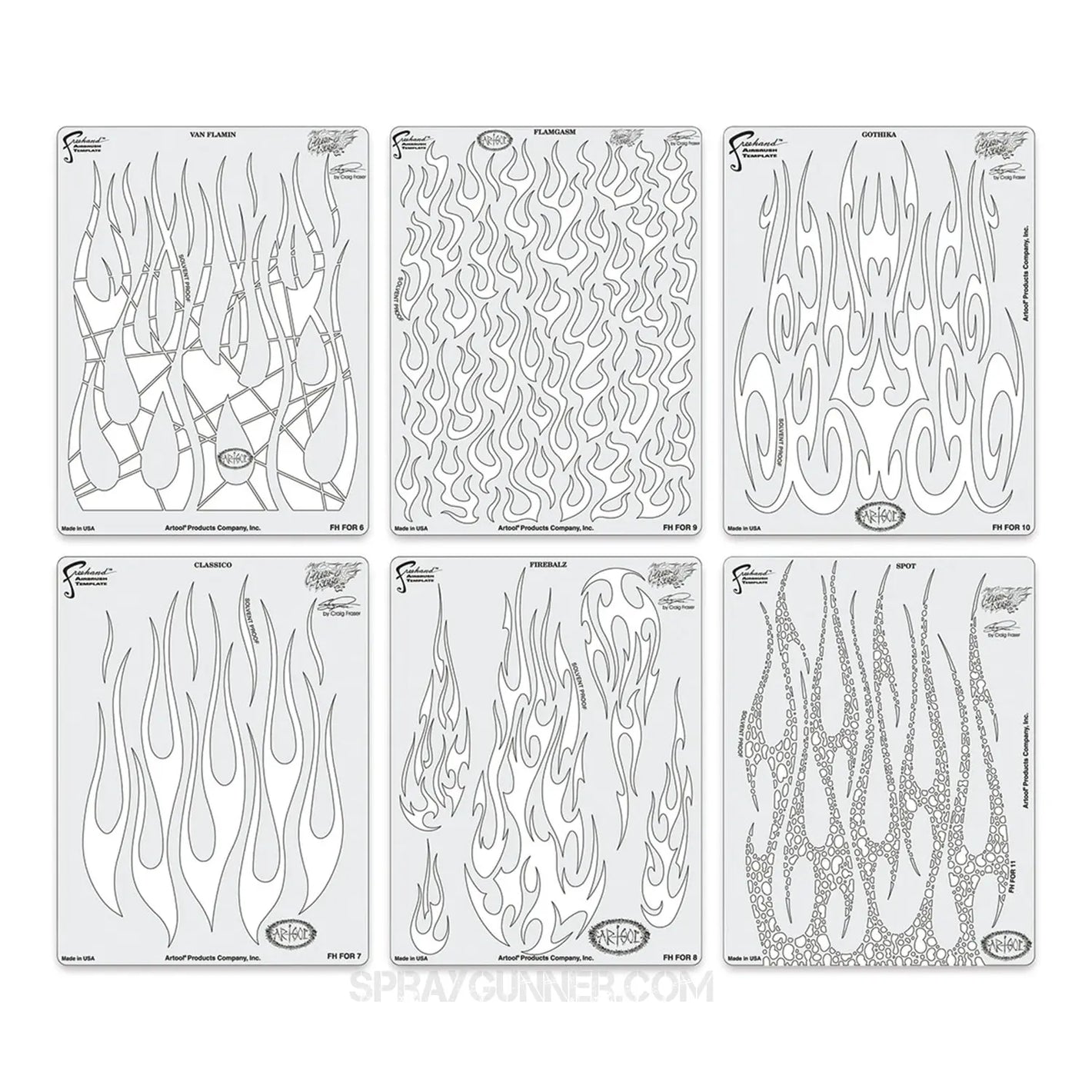 Artool Freehand Template - Set of 6, Flame-O-Rama 2 Artool