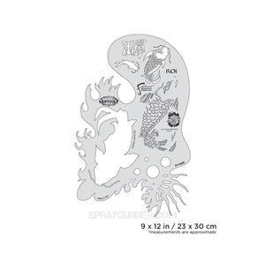 Artool Kanji Master Koi Freehand Airbrush Template by Dennis Mathewson Artool