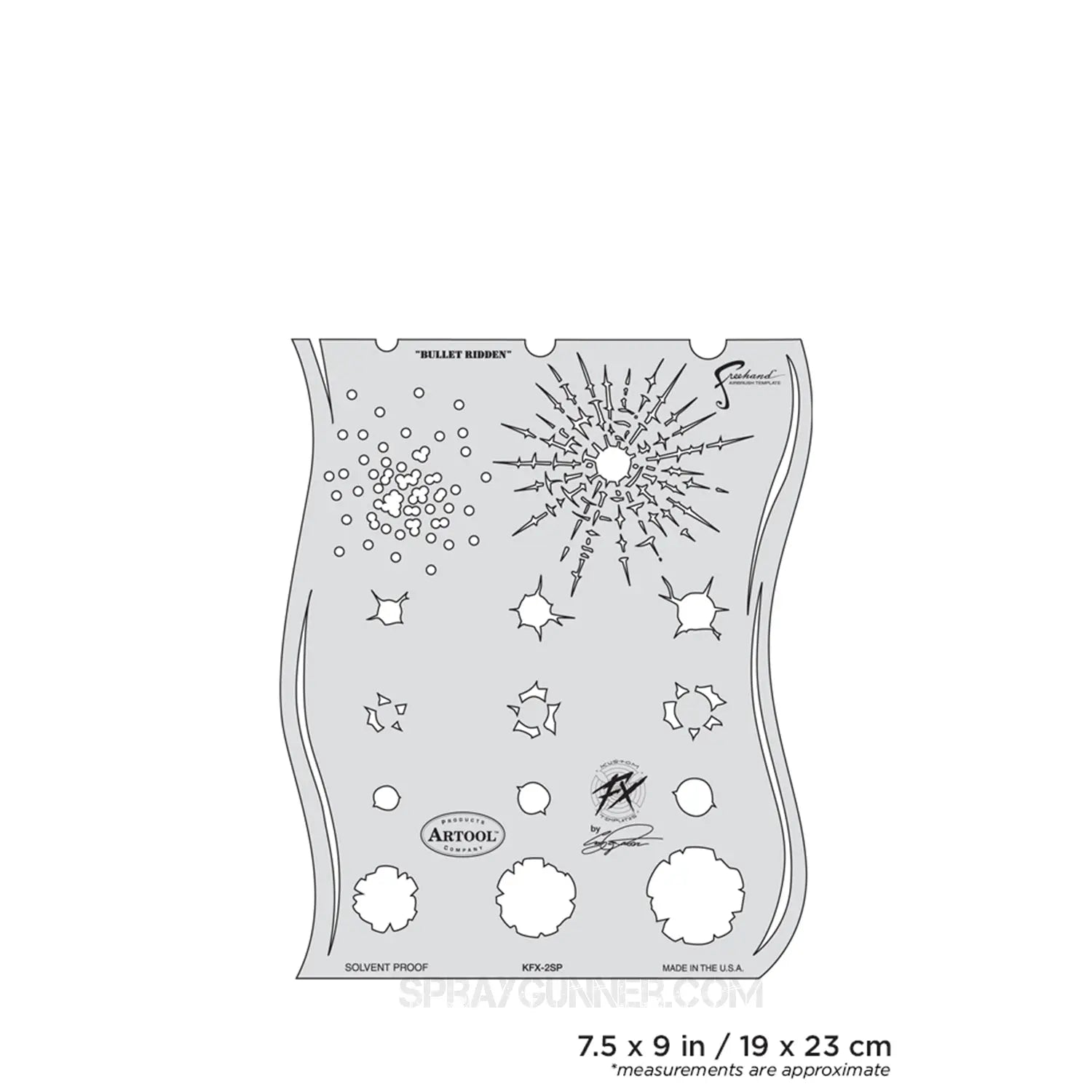 Bullet Ridden Pattern Artool Kustom FX Bullet-Ridden Freehand Airbrush Template by Craig